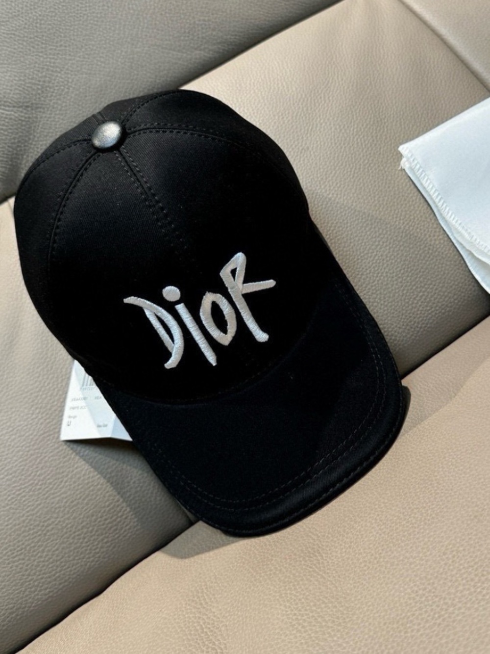 Dior. Stussy Black White Letter Logo Spellout Hat